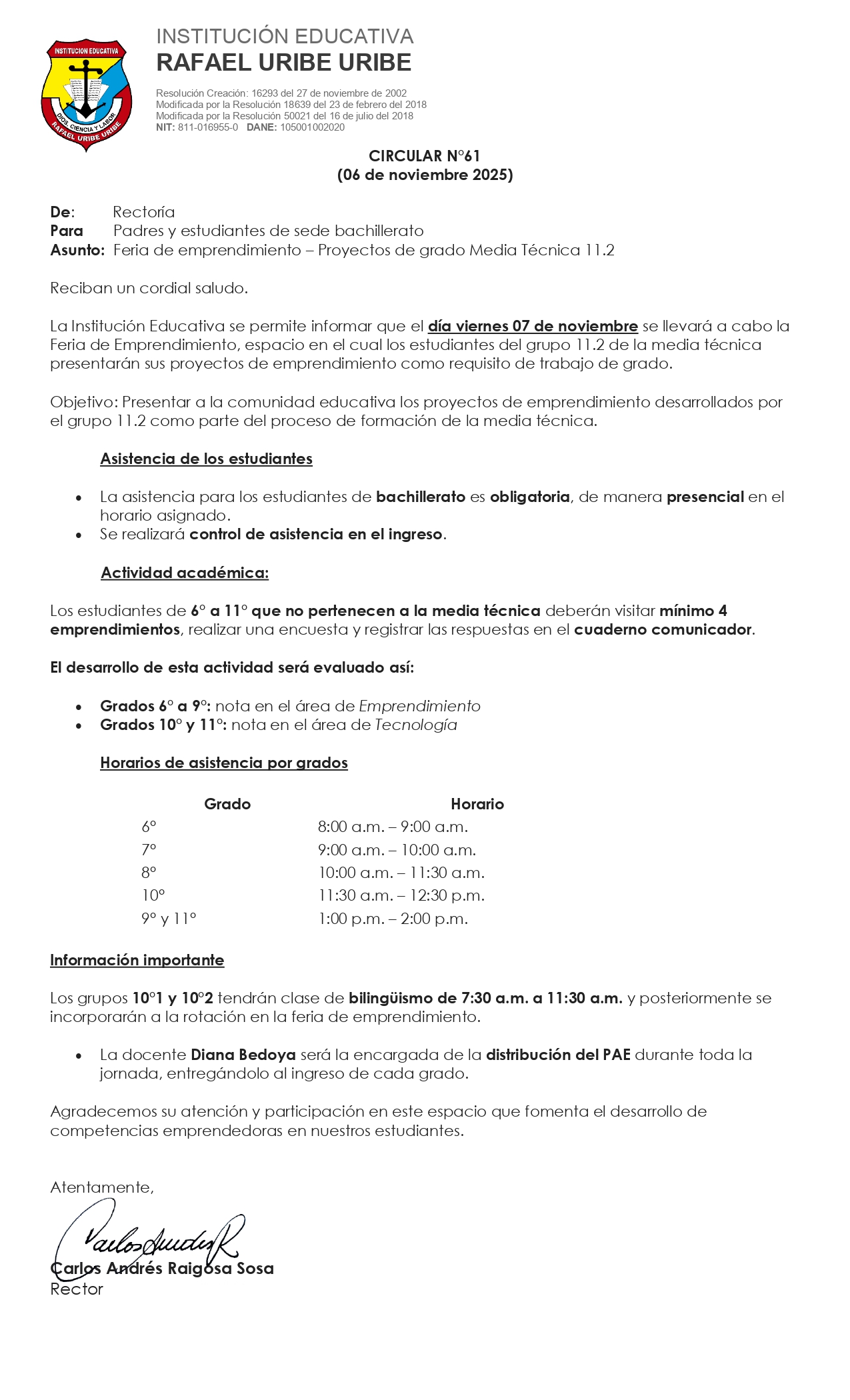 Feria de emprendimiento – Proyectos de grado Media Técnica 11.2